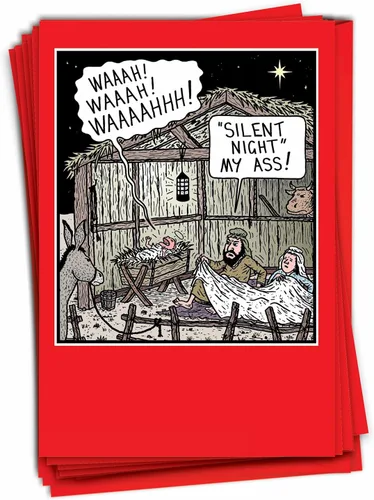 Miniatura 9 de NobleWorks 12 Divertidas Tarjetas de Felicitación de Navidad en Caja a Granel con Sobres de 5 x 7 Pulgadas (1 Diseño, 12 de Cada Una) Santa's Senior