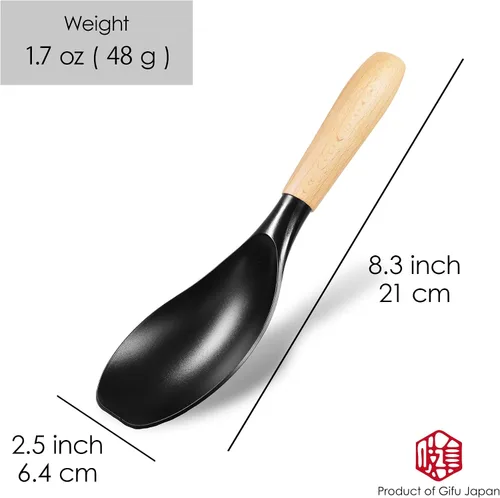Miniatura 3 de Seki Japan - Elegante herramienta de cocina, flexible, antiadherente, resistente al calor, cuchara de cocina de nailon con mango de madera