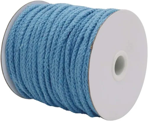 Miniatura 2 de Tenn Well Cordón de algodón trenzado, 165 pies 5mm de ancho cuerda de algodón de macramé para colgadores de plantas, colgantes de pared, Azul