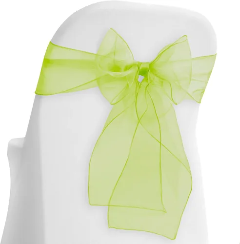 Miniatura 4 de Lann's Linens - 100 elegantes fundas de organza para silla de boda/fiesta Fajas/lazos - Cinta para atar en la parte trasera - Azul bebé