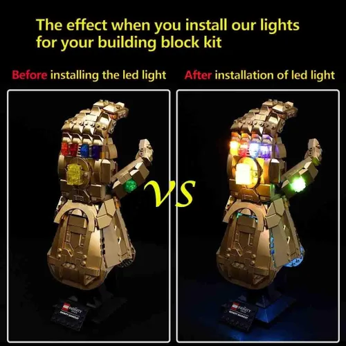 Miniatura 3 de Kyglaring Kit de iluminación LED (sin modelo) diseñado para Lego Infinity Gauntlet 76191 Thanos Juego de construcción de modelo de guantelete