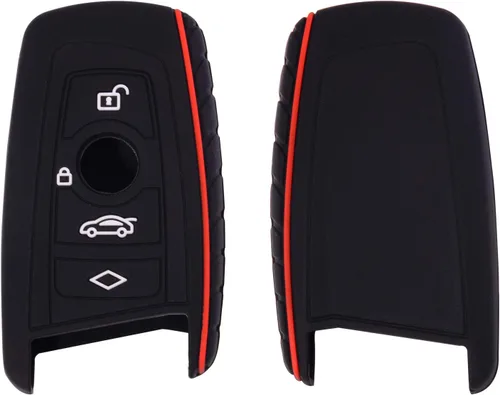 Miniatura 2 de Funda protectora de silicona compatible con BMW Trapezoid Style Key FOB - 3 botones y correa para la muñeca - Comprueba la configuración