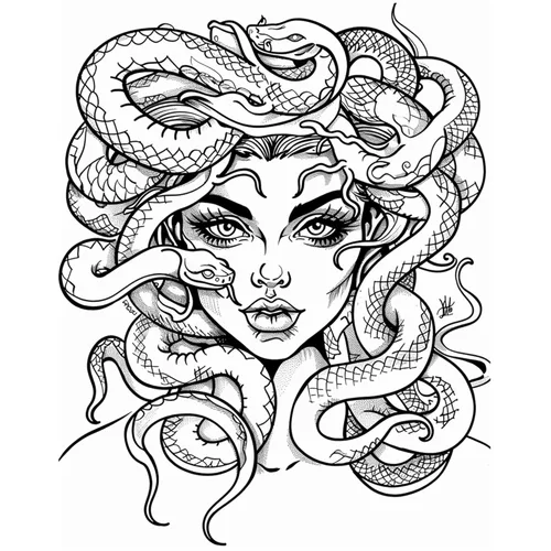6 hojas de tatuajes falsos Medusa tatuajes temporales adecuados para adultos, mujeres, hombres, niños y niñas