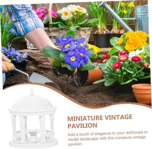 Miniatura 9 de TOYANDONA 2 piezas mini valla Gazebo decoración del hogar paisaje miniatura figura paisaje miniatura ornamentos de paisaje pagoda modelo decoración
