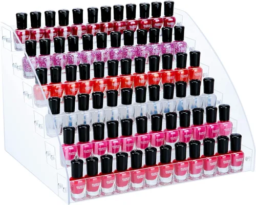 Miniatura 9 de KINGROW Estante organizador de esmalte de uñas, estante de exhibición de acrílico de 3 capas, estante para anteojos, aceites esenciales