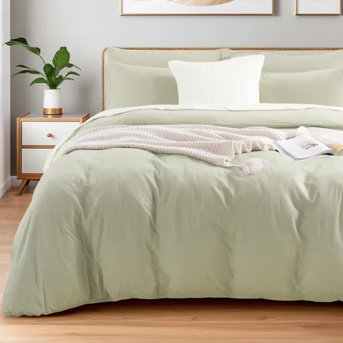 Miniatura 54 de NEXHOME PRO Funda de edredón de algodón para niños, tamaño twin, aspecto de lino, blanco, orgánico, natural, 100% algodón lavado, juego de ropa