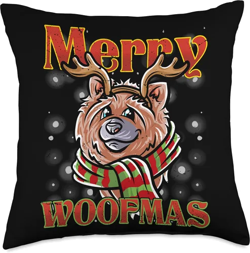 Miniatura 4 de Merry Woofmas Chow Chow Reindeer Dog Christmas Dogs X-Mas Throw Pillow