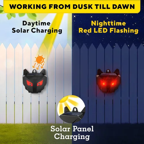 Miniatura 4 de Repelente solar nocturno de animales, paquete de 4 – Dispositivo repelente eficaz para coyote, ciervo, zorro, mapache, mofeta – Potente disuasorio
