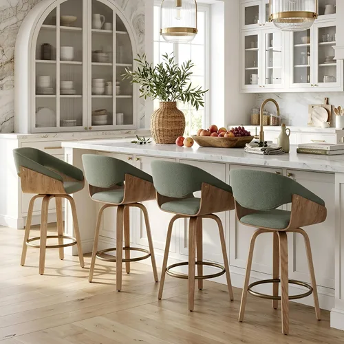 Miniatura 13 de LukeAlon Taburete de Bar Moderno de Sherpa Individual, Taburetes de Altura de Asiento Bajo de 26 Pulgadas Tapizados con Altura de Encimera sin