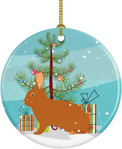 Miniatura 99 de Caroline's Treasures Adorno de cerámica de Navidad pintado o de codorniz chino, decoración colgante de árbol de Navidad verde azulado para el hogar