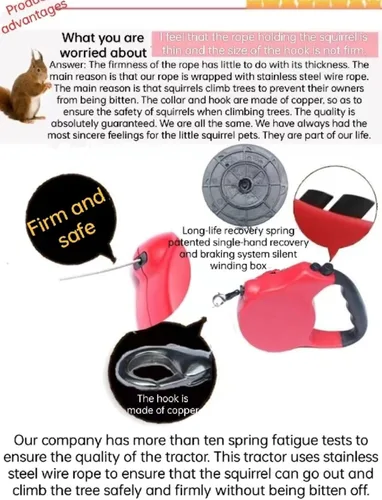 Miniatura 5 de Correa de cuerda de tracción de ardilla, cuerda de cadena antimordeduras, arnés para caminar pequeños animales con correa extensible para hámster