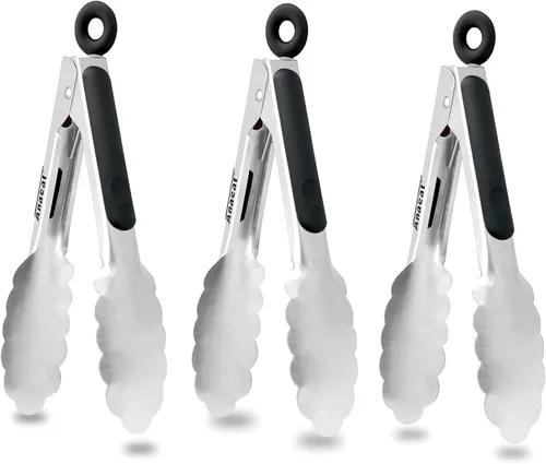 Miniatura 25 de Anaeat Pinzas de barbacoa resistentes de alta calidad para parrilla de cocina y barbacoa, pinzas de bloqueo de acero inoxidable antideslizantes de 3