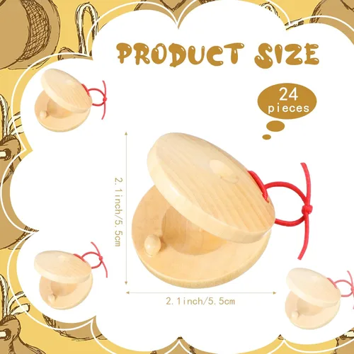 Miniatura 2 de Boao 24 castañuelas instrumento musical de madera mano dedo aplauso tablero educativo percusión DIY instrumentos musicales castañuelas ritmo