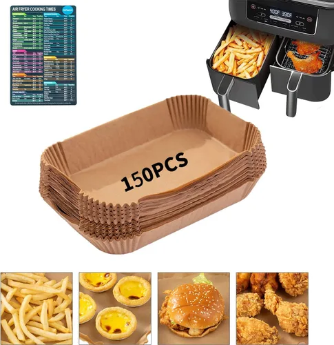 Miniatura 8 de Forro de papel desechable para freidora de aire, 100 piezas de revestimientos de pergamino de grado alimenticio para Ninja DZ201, accesorios