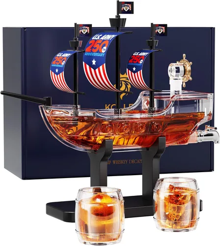 Kollea Regalos de cumpleaños para hombres, papá, juego de decantador de whisky con 2 vasos, dispensador de licor para bar en casa, ideas de regalo