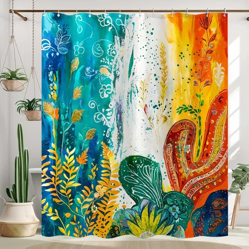 Miniatura 17 de Cortina de ducha con diseño de árbol de la vida, cortina de ducha de vidrio emplomado, cortinas de ducha artística para baño, juego de cortina