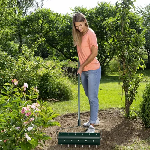 Miniatura 2 de S AFSTAR Aireador manual de césped de 21 pulgadas, herramienta de césped con mango desmontable de 51 pulgadas y picos de púas para aflojar el suelo