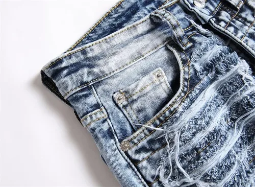 Miniatura 5 de Jukpem - Jeans apilados para hombre, jeans ajustados rasgados góticos de Y2k, Punk de moda Y2K, pantalones de moda Y2K, pantalones de lúpulo, a