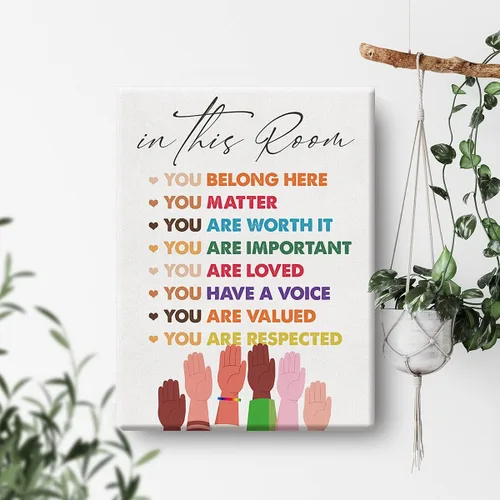 Miniatura 4 de Arte de pared inspirador de diversidad en esta habitación, lienzo de acuarela, impresiones para decoración de pared de aula, oficina, enmarcado