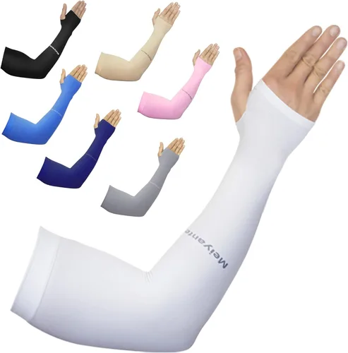 Miniatura 21 de Mangas de brazo para hombres y mujeres de trabajo, 1 par de protección solar UV UPF manga larga tatuaje cubre mangas para cubrir las mangas