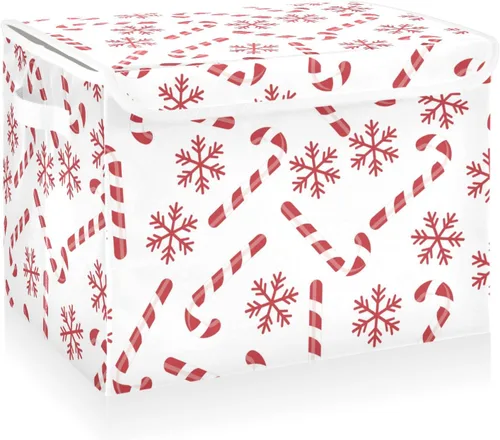 CaTaKu Contenedores grandes de tela con tapas, cajas de almacenamiento de bastones de caramelo de Navidad con asas para organizar la ropa, cubos de