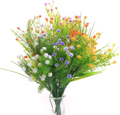 JAKY-Global Flores artificiales Gypsophila Babysbreath - Ramo de plantas de agua falsas, 6 paquetes de plantas falsas, ramo de brida de boda, Mezcla