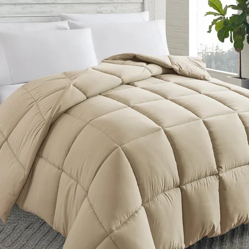 Miniatura 15 de Cosybay Edredón alternativo de plumón (rosa/gris claro, Queen) – Edredón de cama acolchado suave tamaño Queen para todas las estaciones – Inserto