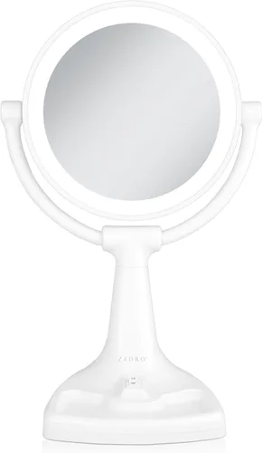 Zadro Eleganze Bright - Espejo de maquillaje iluminado con ampliación y bandeja de almacenamiento (10X/1X/ 11 pulgadas de ancho x 17.5 pulgadas de