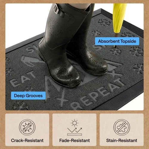 Miniatura 5 de Gorilla Grip - Tapete WeatherMax todoterreno 100% impermeable, caucho natural, resistente a manchas y decoloración, perfil bajo, interior y Grafito