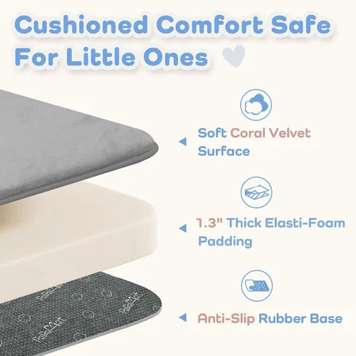 Miniatura 4 de Tapete de piso para bebé de 1.3 pulgadas de grosor para junto a la cama, alfombra runner básica de espuma acolchada suave de felpa de 28 x 72 Gris