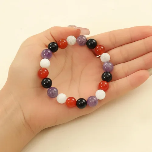 Miniatura 18 de Crystal Vibe Triple Protection Bracelet - 10mm Bead Bracelet for women men With Natural Stones of Tiger Eye Hematite and Black Obsidian - Healing