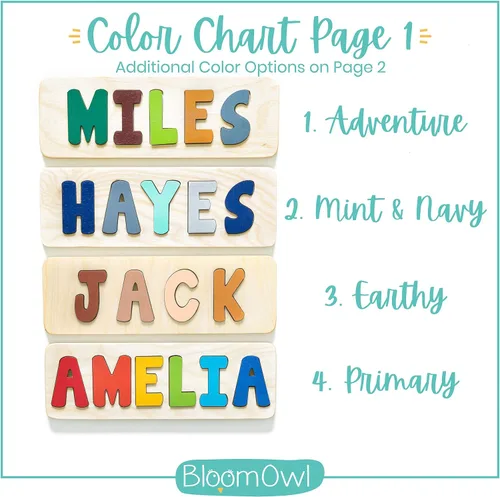 Miniatura 8 de Rompecabezas de madera personalizado con nombre para niños, hecho a mano en EE. UU. por Bloom Owl, regalos personalizados para bebés niños y niñas