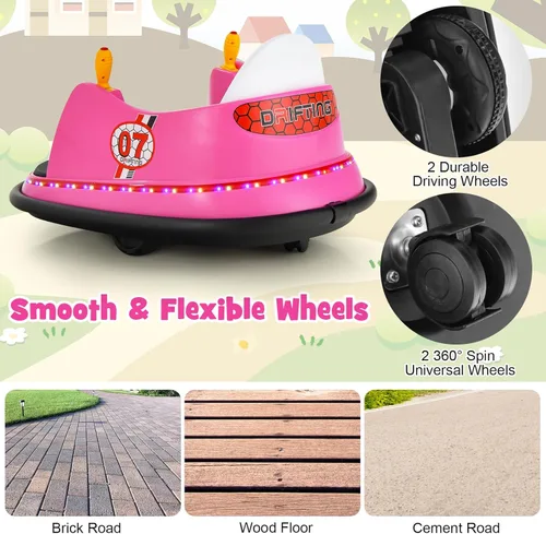 Miniatura 7 de Costzon Auto parachoques para niños, auto eléctrico de 12 V con control remoto, joysticks duales, giro de 360 grados, música, luces intermitentes