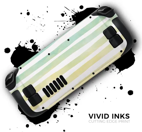 Miniatura 3 de Design Skinz - Compatible con Steam Deck - Calcomanía protectora de vinilo extraíble resistente a los arañazos - Rayas degradadas de acuarela verde