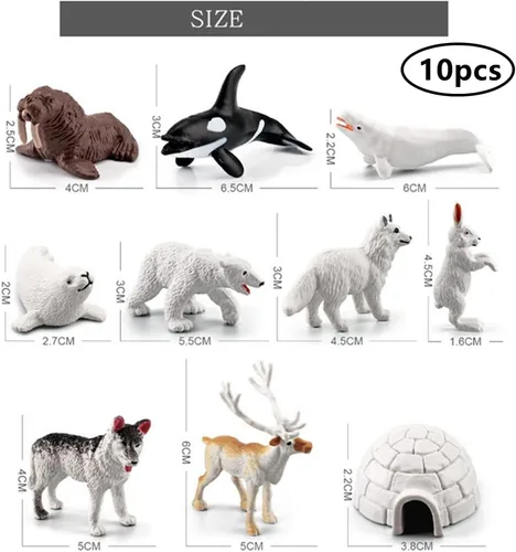 Miniatura 5 de NatureMan Juego de 10 figuras de animales árticos, mini juego de juguetes de animales árticos, figuras de animales marinos del océano del círculo