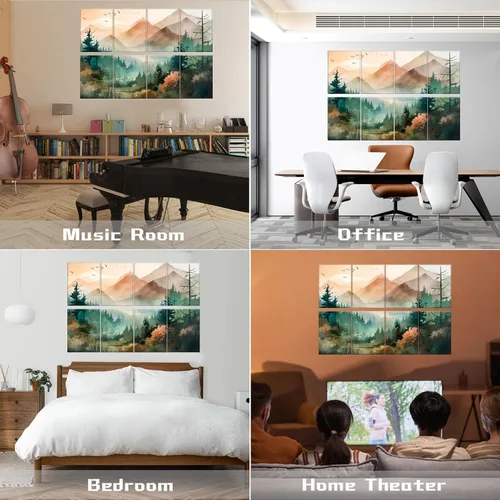 Miniatura 6 de Paquete de 8 paneles acústicos artísticos, paneles de pared insonorizados, paneles decorativos de amortiguación de sonido, paneles autoadhesivos