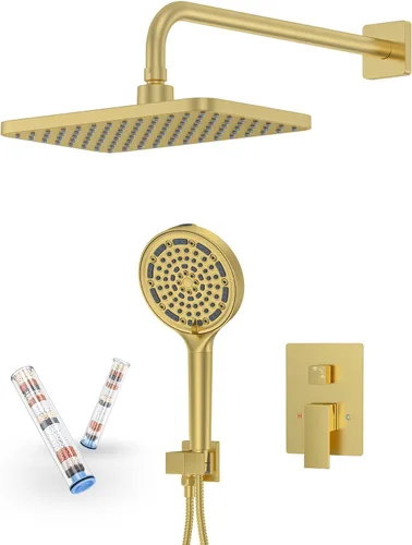 Miniatura 17 de KOJOX Sistema de Ducha de Baño de Lujo de 12 Pulgadas Cabezal de Ducha de Lluvia con Ducha de Mano Mezcladora Juego Combinado de Ducha Montado