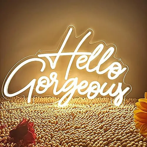 Miniatura 15 de Letrero de neón LED con texto en inglés «Hello Gorgeous LED», luz nocturna de neón para pared, fiesta de cumpleaños, boda, bar, club, decoración