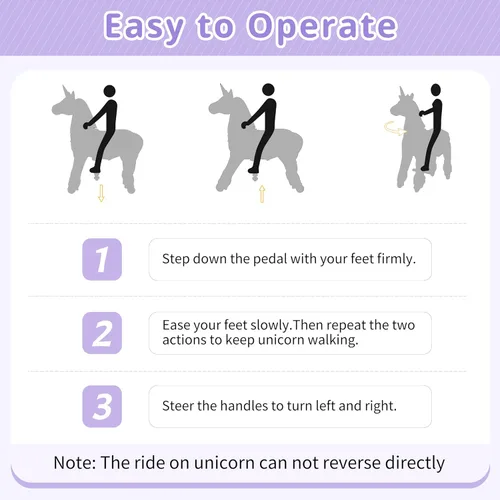 Miniatura 9 de Paseo en unicornio en juguetes, Paseo en unicornio para niñas de 6 años hasta adultas, Paseo en unicornio en juguetes, Unicornio mecánico de peluche