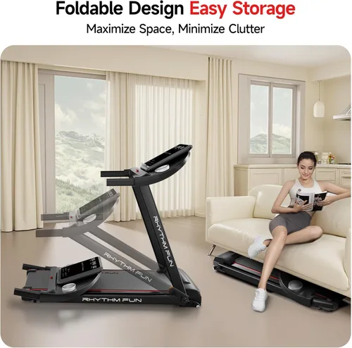 Miniatura 13 de RHYTHM FUN 8.0 MPH Treadmills for Home, Running Walking Pad Treadmill with Incline up to 8%, Foldable Treadmill with Handle Bar, Low Noise Walking