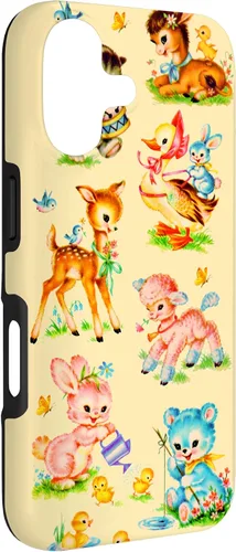Miniatura 3 de Vintage Baby Animals Nursery 50's Retro Yellow Case for iPhone 17