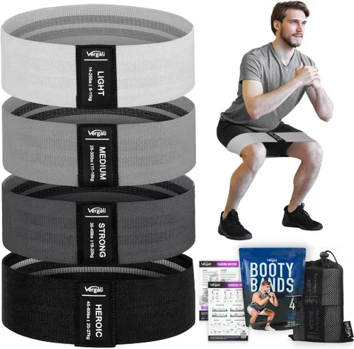 Bandas de resistencia para entrenar con guía de bandas de entrenamiento. 4 bandas de entrenamiento para mujeres y hombres, bandas elásticas de tela
