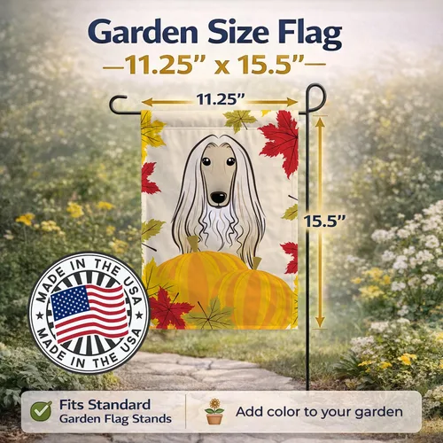 Miniatura 3 de Caroline's Treasures BB2050GF - Bandera decorativa para jardín de Acción de Gracias con sabueso afgano para patio exterior, jardín, jardín