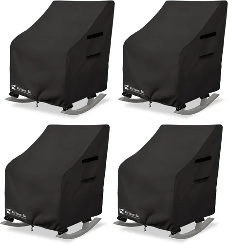 Miniatura 10 de Paquete de 2 fundas para mecedoras de exteriores, resistentes al agua, para sillas mecedoras de patio de 26 pulgadas de ancho x 32.5 pulgadas