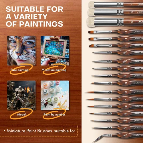 Miniatura 5 de Golden Maple Juego de pinceles de pintura en miniatura con pincel seco - 18 piezas, juego de pinceles micro detalle, pinceles pequeños de detalle