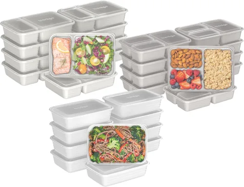 Miniatura 12 de Bentgo Prep Kit de preparación de comidas de 60 piezas, recipientes de alimentos reutilizables PFAS y sin BPA, 1 compartimento, 2 compartimentos y 3