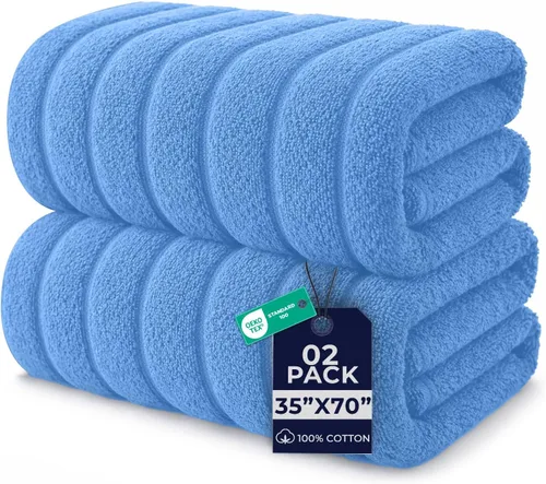 Miniatura 43 de DAN RIVER Paquete de 1 toalla de baño jumbo de 40 x 80 pulgadas, toallas de baño extragrandes de secado rápido para baño, toallas suaves y Verde