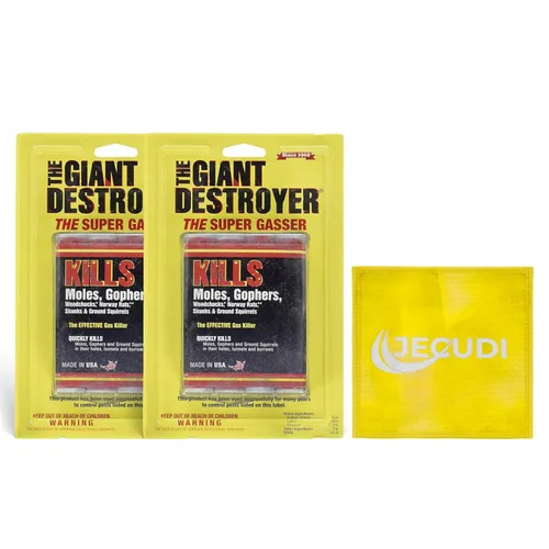 Bomba de Humo Gigante Destructor – Para Roedores y para Tuzas, Topos, Marmotas y Ratas – Paquete de 2 (8 Tubos) + Toalla Jecudi