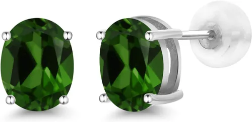 Miniatura 120 de Gem Stone King Aretes de oro de 14 quilates con piedra natal ovalada de 0.315 x 0.236 in Aretes de oro para mujer