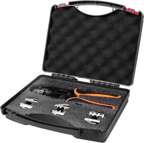 Miniatura 7 de KF CPTEC Kit de herramientas de engaste de alambre de trinquete de 5 piezas con mandíbulas de cambio rápido para conectores termorretráctiles
